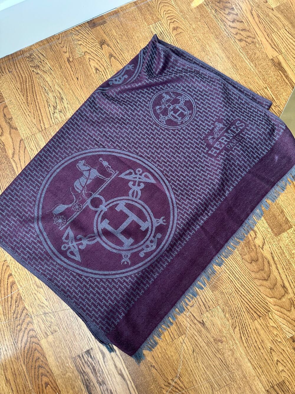 One of One Womens Logo Scarf Quiet Luxury Maroon Grey Horse Logo Warp